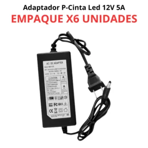 Caja Adaptador P-Cinta Led 12V 5A x6 Unidades