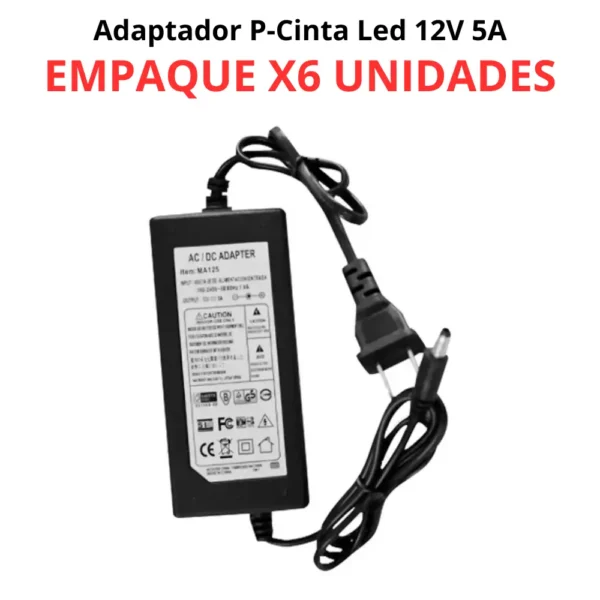 Caja Adaptador P-Cinta Led 12V 5A x6 Unidades