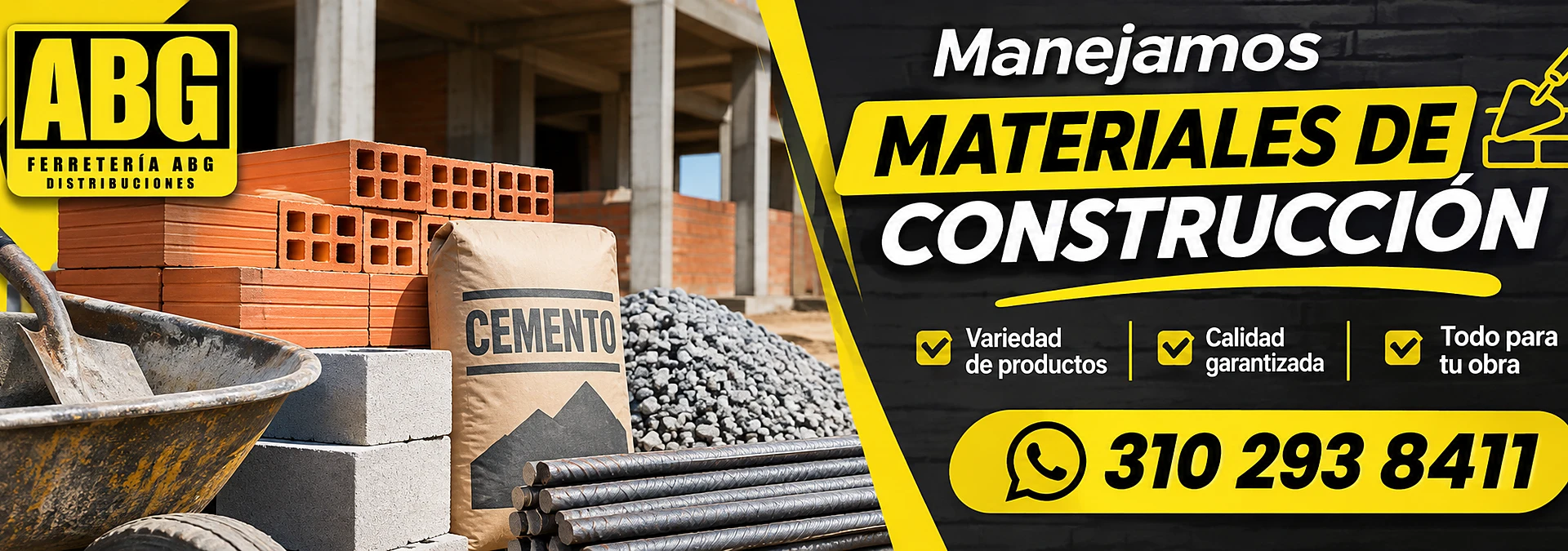 Materiales de construcción en Ferretería ABG Bogotá, pedidos por WhatsApp 310 293 8411